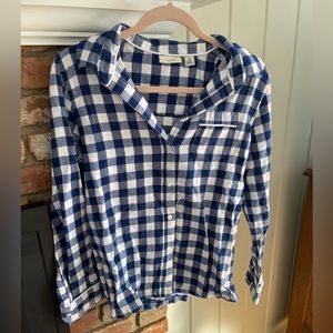 L.L. Bean Women’s Flannel Plaid Pajama Long Sleeve Shirt Size XS